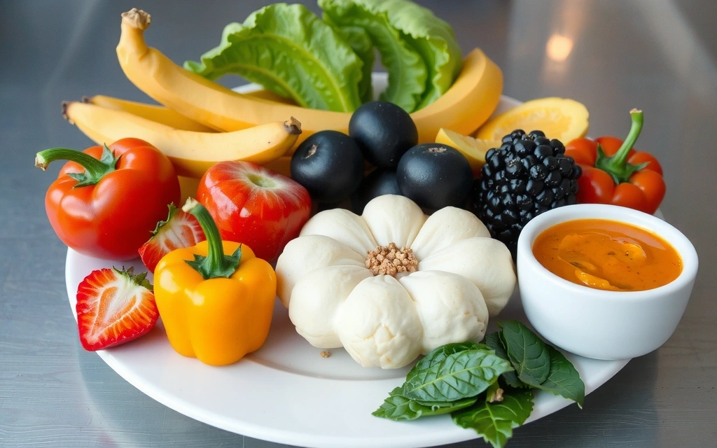 Talerz pełen zdrowych warzyw i owoców