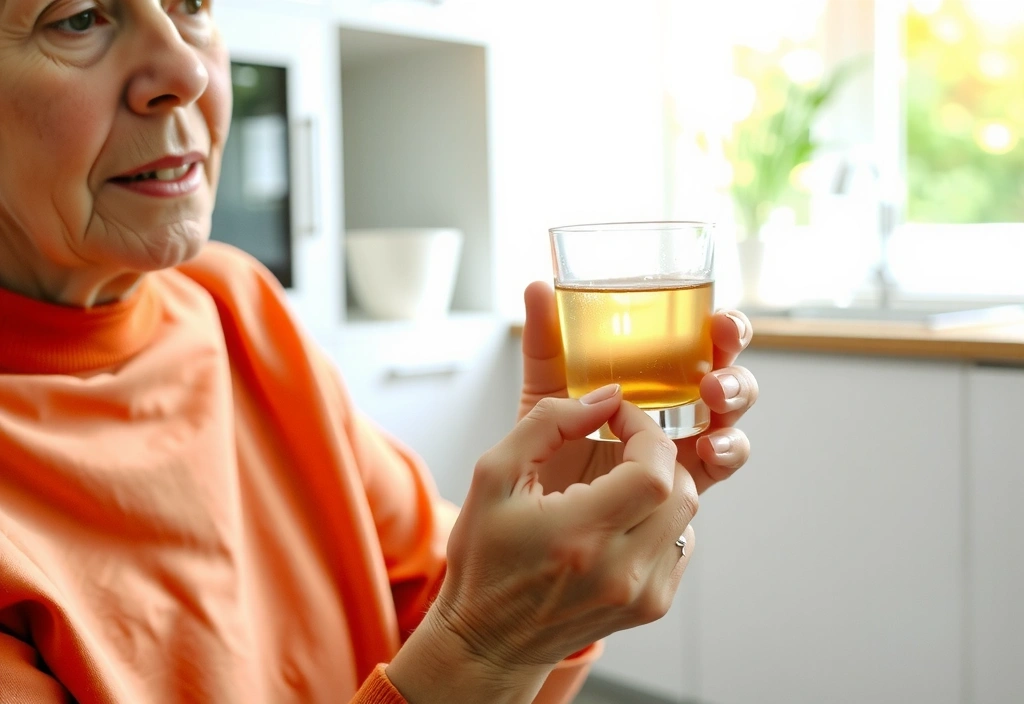 Starsza osoba przyjmująca suplement witaminy C