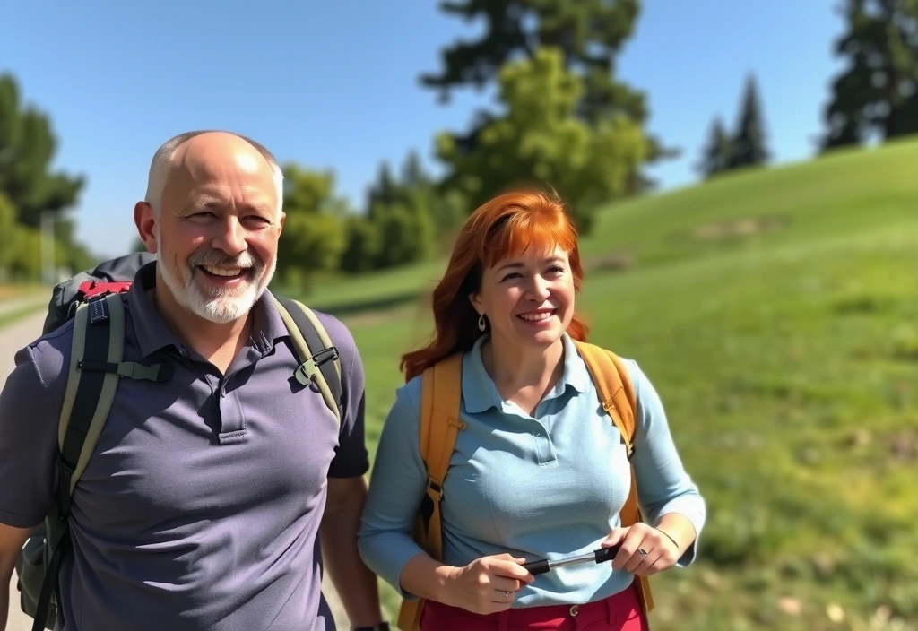 Seniorzy aktywnie spędzający czas na świeżym powietrzu